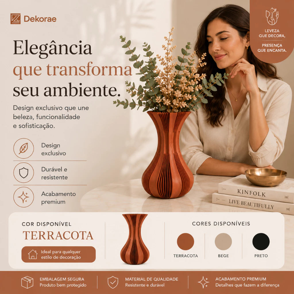 Vaso Decorativo Évora Prime 3D Minimalista Premium Dekorae
