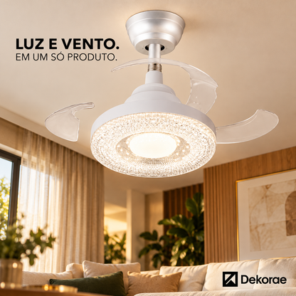 Ventilador Lâmpada De Teto LED Silencioso C/ Controle Remoto 3 Hélices Bivolt E27 120W