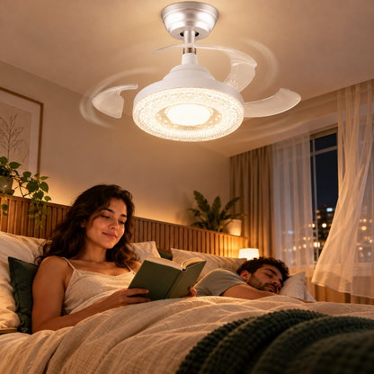 Ventilador Lâmpada De Teto LED Silencioso C/ Controle Remoto 3 Hélices Bivolt E27 120W