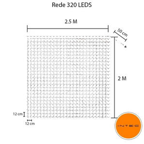 Rede 320 LED's Luzes de Natal para Festas em Diversas Cores 2.5x2m