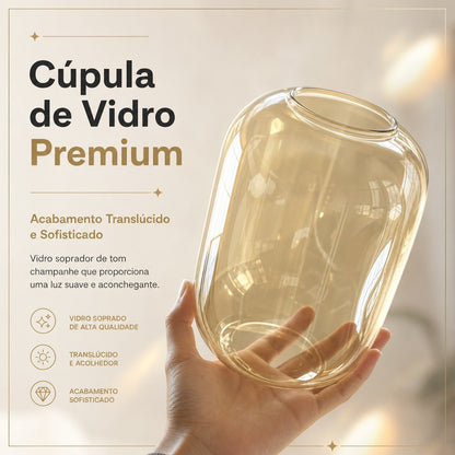 Lustre Pendente De Teto Vidro Champanhe Moderno E27
