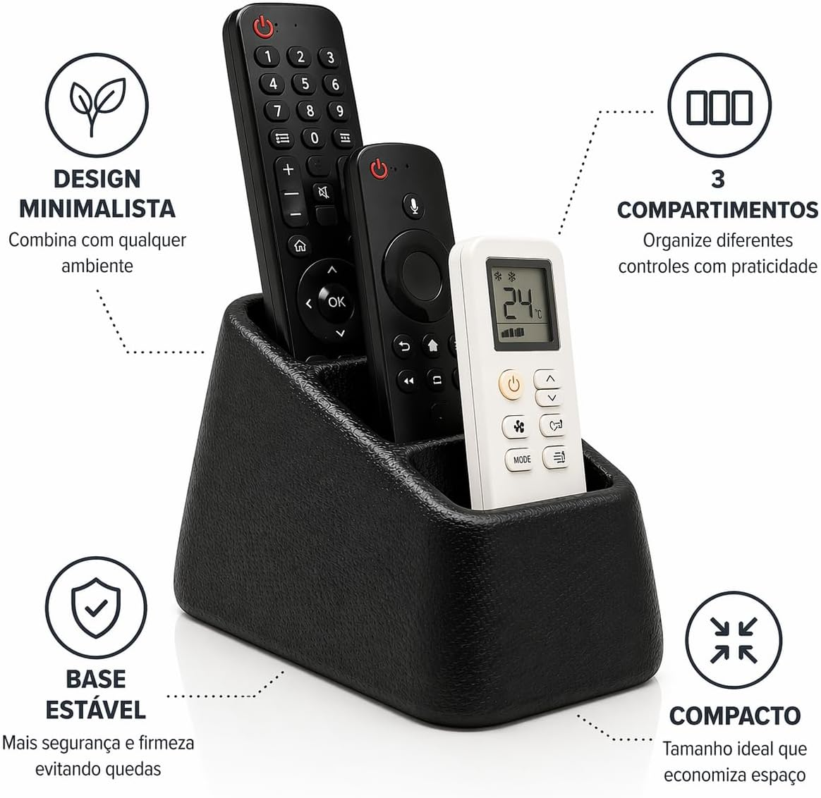 Porta-Controles Triplo Moderno – Organizador Multiuso