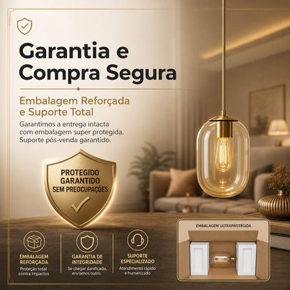 Lustre Pendente De Teto Vidro Champanhe Moderno E27