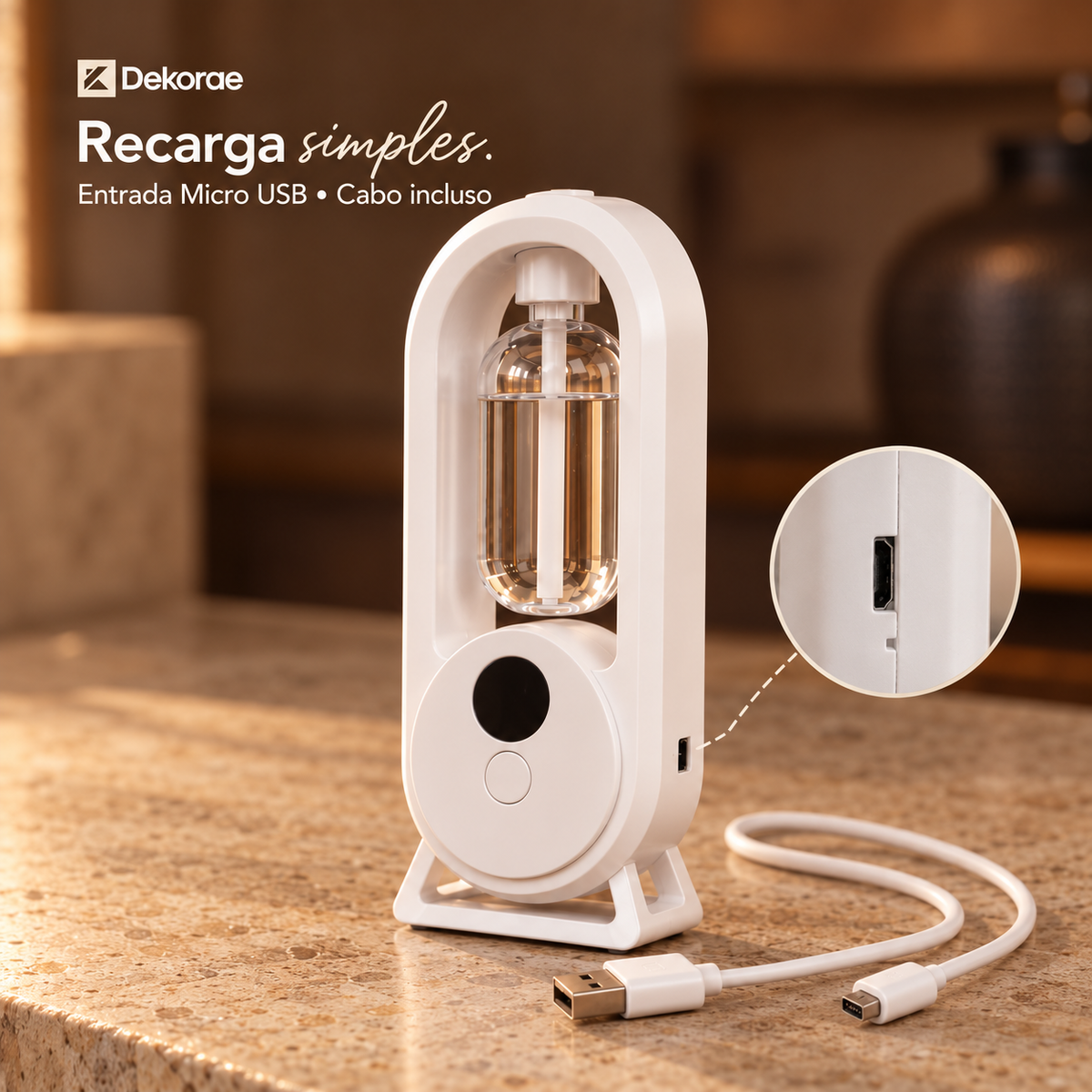 Aromatizador de Ambiente - bateria recarregável USB