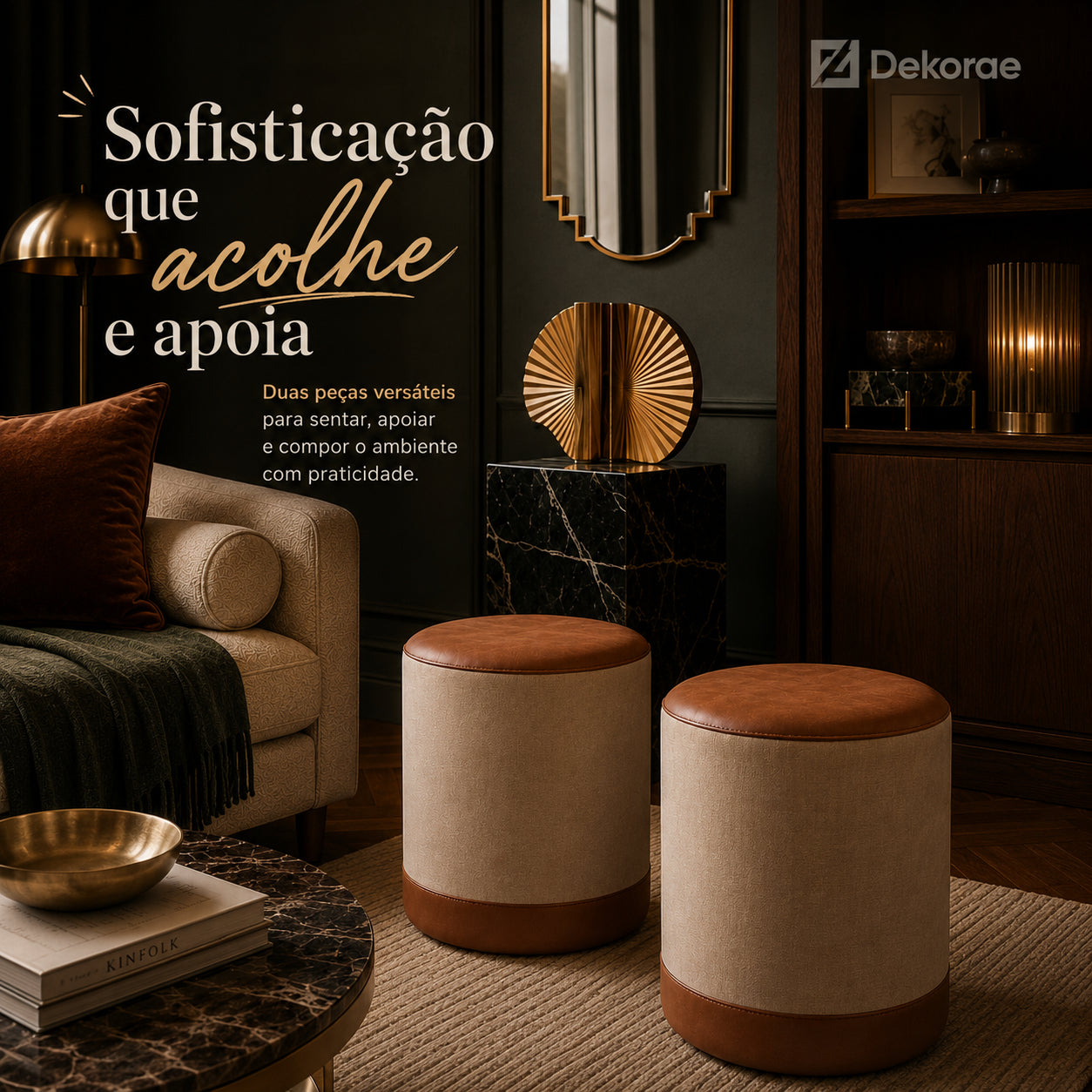 Puff Banqueta Minimalista em Linho
