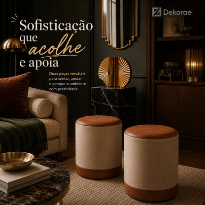 Puff Banqueta Minimalista em Linho