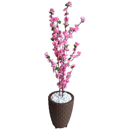 Planta Artificial Cerejeira Rosa Bebe Com Vaso Grande + Suporte Decorativo Decoração Enfeite Sala Casa