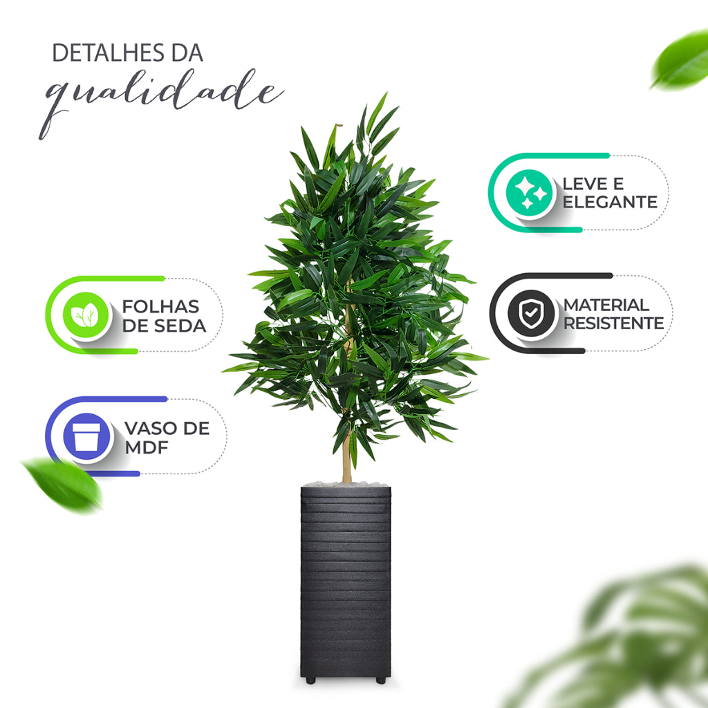 Conjunto 2 Bambu Da Sorte Com Vaso Decorativo 90cm