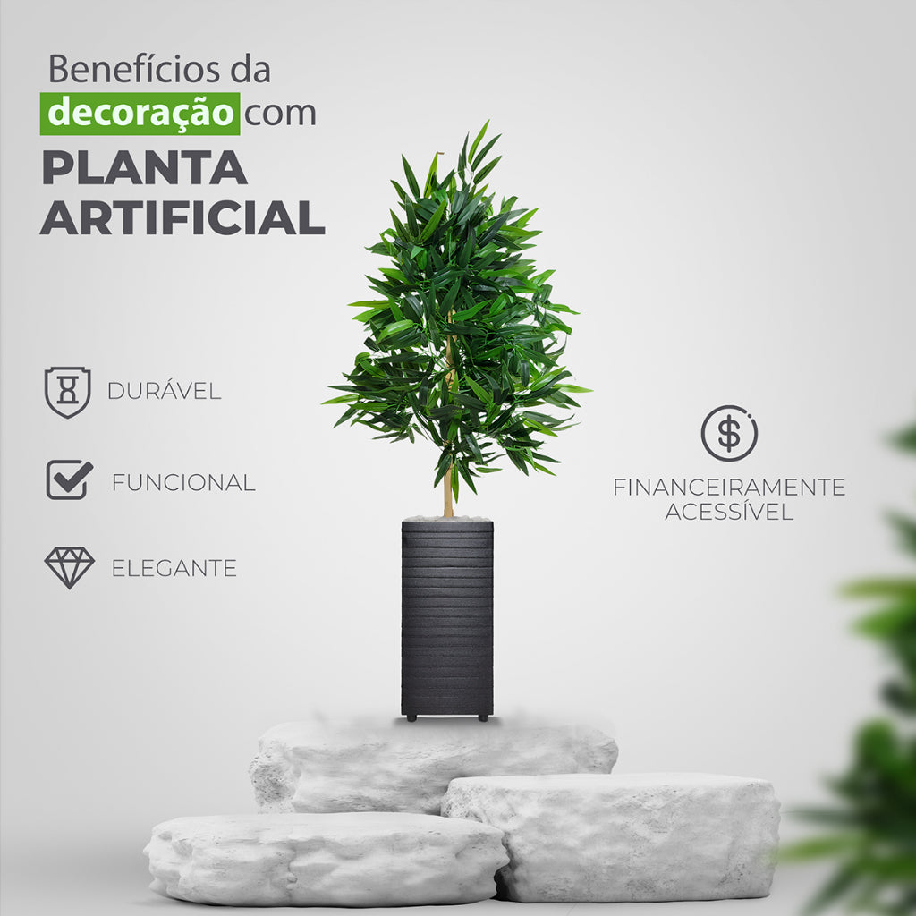 Conjunto 2 Bambu Da Sorte Com Vaso Decorativo 90cm