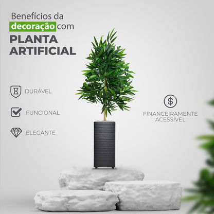 Conjunto 2 Bambu Da Sorte Com Vaso Decorativo 90cm
