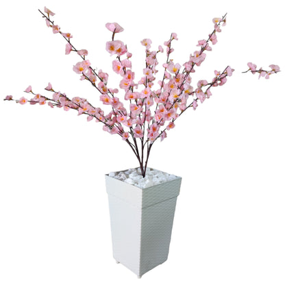 Planta Artificial Cerejeira Rosa Bebe Com Vaso Grande + Suporte Decorativo Decoração Enfeite Sala Casa