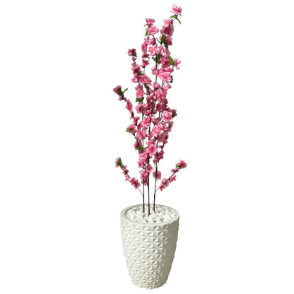 Planta Artificial Cerejeira Rosa Bebe Com Vaso Grande + Suporte Decorativo Decoração Enfeite Sala Casa