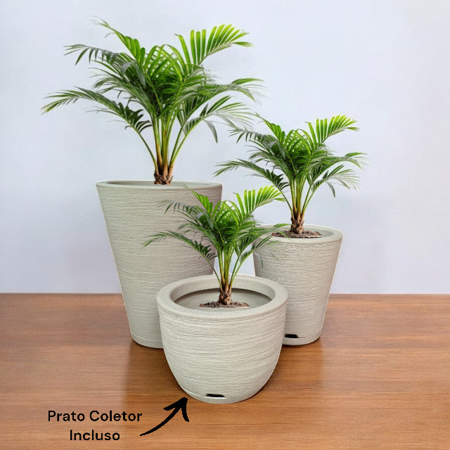 Kit 04 Vasos para Planta Flor Casa Jardim Varanda Coluna Redonda N1 N2 Bojo N1 + Bacia N1 com prato
