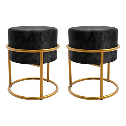 Conjunto 2 Puff Base Dourada Veludo Premium Cores