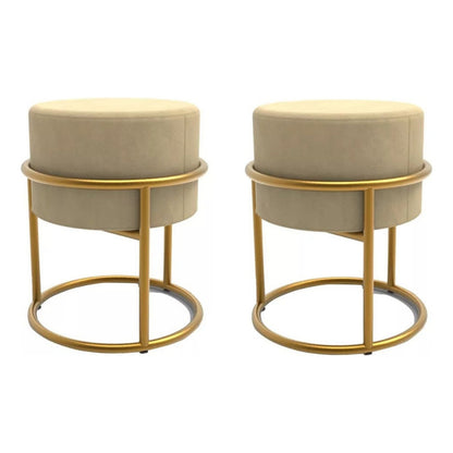 Conjunto 2 Puff Base Dourada Veludo Premium Cores