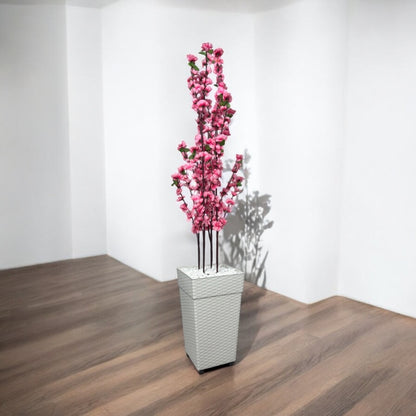 Planta Artificial Cerejeira Rosa Bebe Com Vaso Grande + Suporte Decorativo Decoração Enfeite Sala Casa