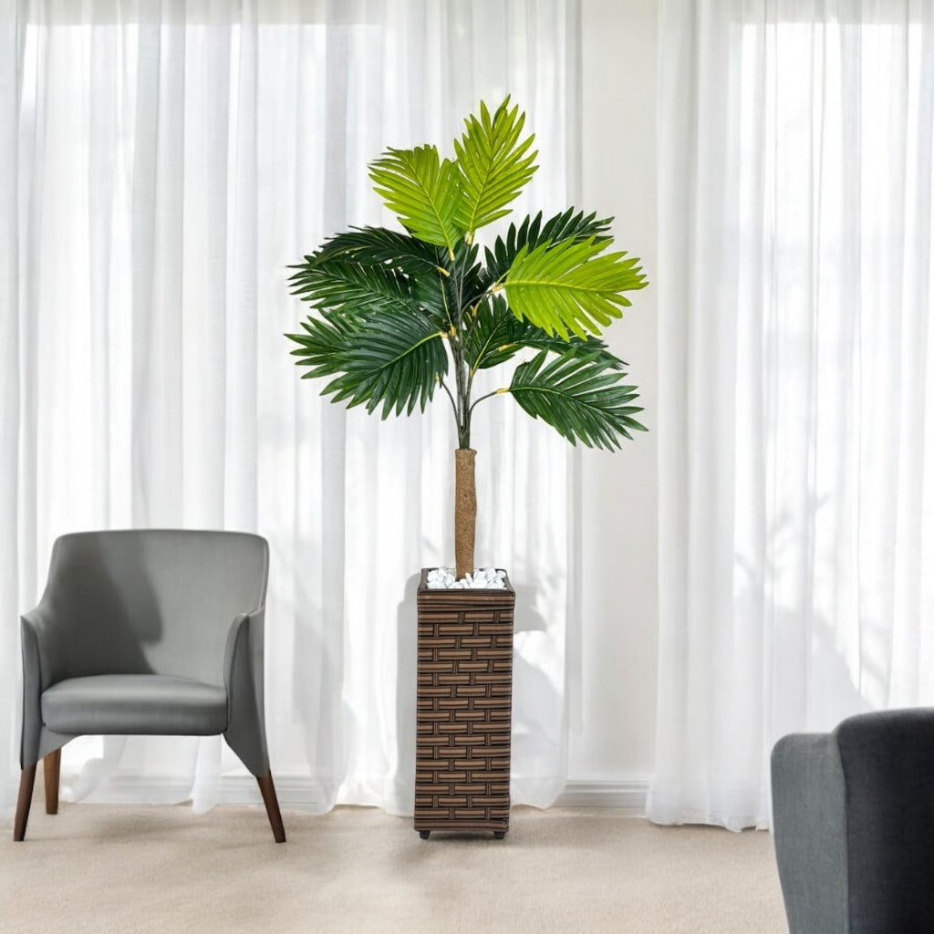 Planta Artificial Cerejeira Rosa Bebe Com Vaso Grande + Suporte Decorativo Decoração Enfeite Sala Casa