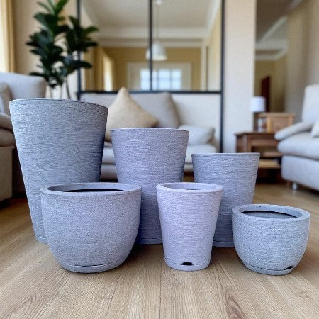 Kit 04 Vasos para Planta Flor Casa Jardim Varanda Coluna Redonda N1 N2 Bojo N1 + Bacia N1 com prato