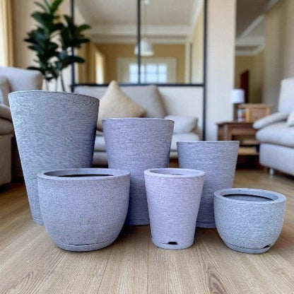 Kit 04 Vasos para Planta Flor Casa Jardim Varanda Coluna Redonda N1 N2 Bojo N1 + Bacia N1 com prato