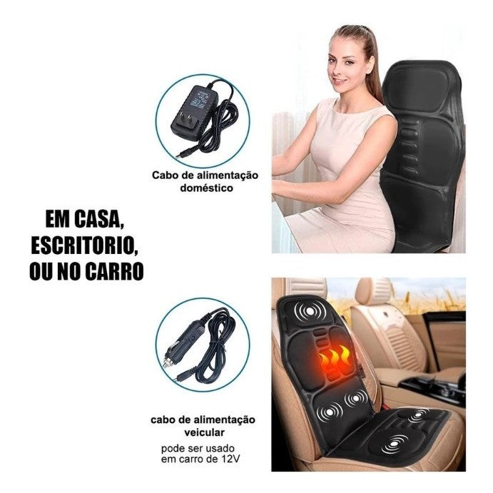 Assento Massageador Elétrico Multiuso Bivolt com Calor Infravermelho 8 Modos