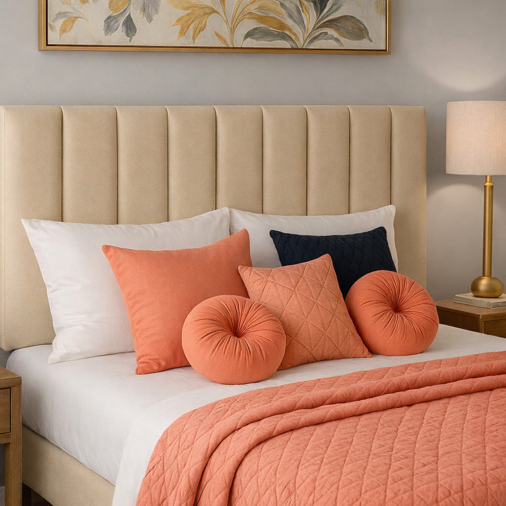 Conjunto Cabeceiras Estofada Cama Box Casal Moderna Luxo Modulada Sem Furo Autocolante 40cmx19cm