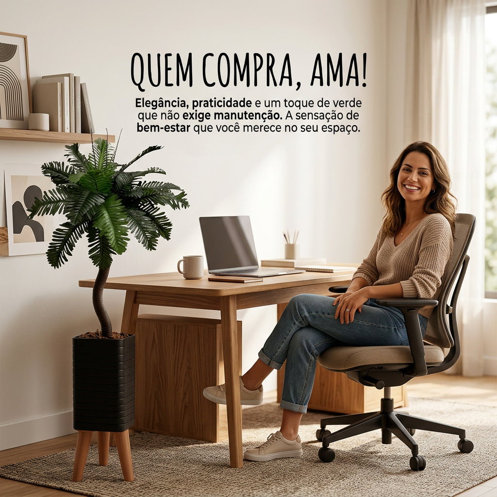 Kit 2 Plantas Artificiais com Vaso para Sala e Escritório Folhagem Realista Design Moderno