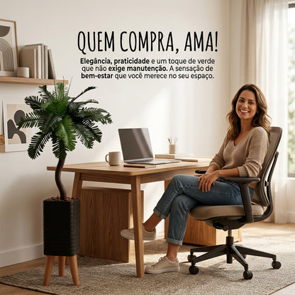 Kit 2 Plantas Artificiais com Vaso para Sala e Escritório Folhagem Realista Design Moderno