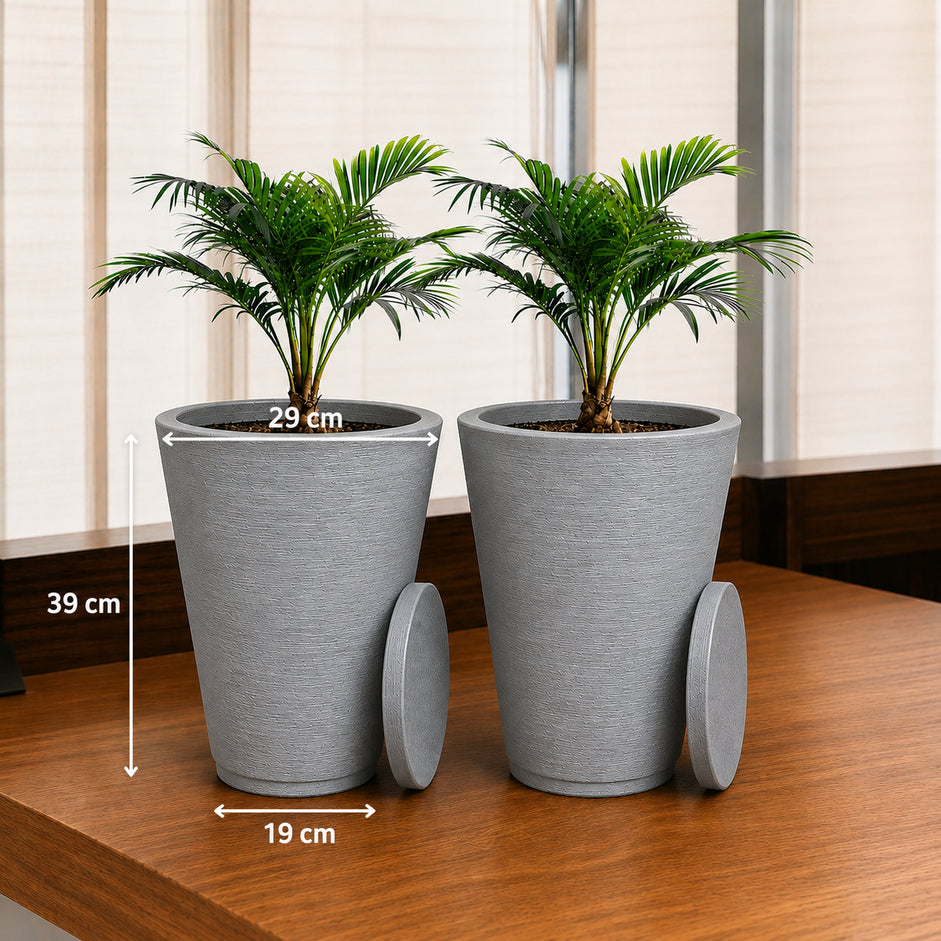 Kit 04 Vasos para Planta Flor Casa Jardim Varanda Coluna Redonda N1 N2 Bojo N1 + Bacia N1 com prato
