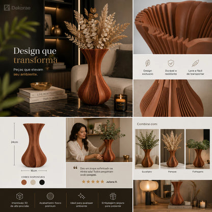 Vaso Decorativo Évora Prime 3D Minimalista Premium Dekorae