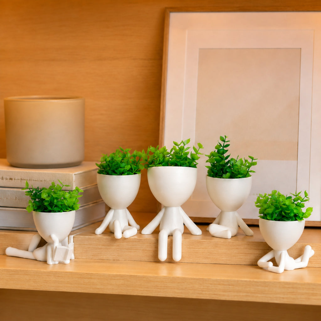 Kit 3 Mini vasos Alpinistas com flor planta artificial vasos cachepot decorativos para sala casa decorar enfeite