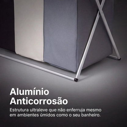 Cesto de roupa dobrável grande 3 compartimentos Dekorae, organizador separador para lavanderia