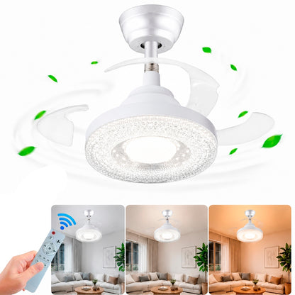 Ventilador Lâmpada De Teto LED Silencioso C/ Controle Remoto 3 Hélices Bivolt E27 120W