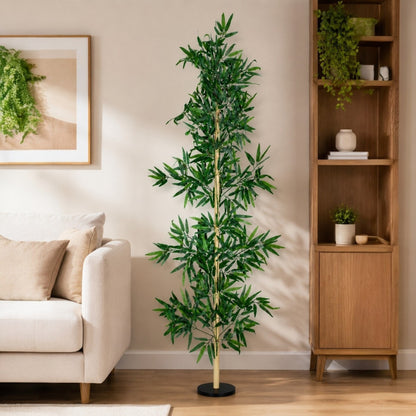 Planta Artificial Bambu Mossô para Decoração de Sala e Interiores Alta 2m com Vaso Decorativo Incluso