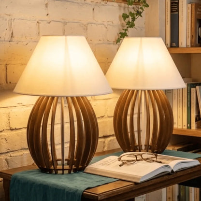 Luminária Abajur de Mesa Minimalista em Madeira