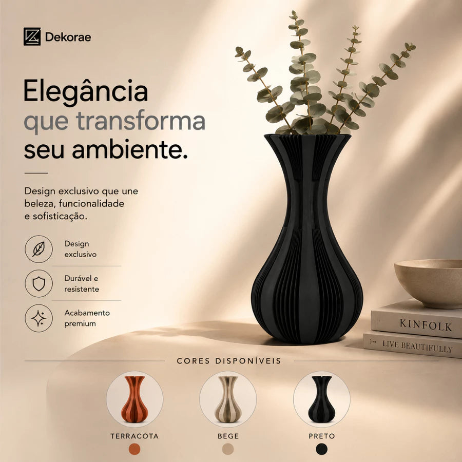 Vaso Decorativo Évora Prime 3D Minimalista Premium Dekorae
