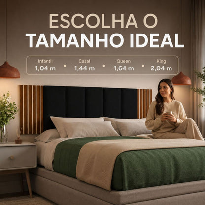 Conjunto Cabeceiras Estofada Cama Box Casal Moderna Luxo Modulada Sem Furo Autocolante 40cmx19cm