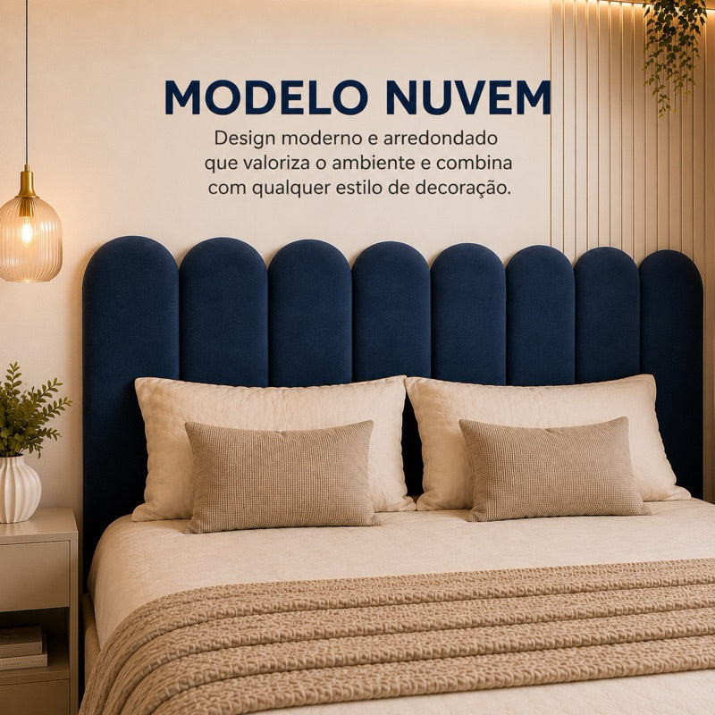 conjunto Cabeceiras Estofada Cama Box Casal Moderna Luxo Modulada Sem Furo Autocolante 40cmx19cm
