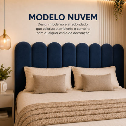 conjunto Cabeceiras Estofada Cama Box Casal Moderna Luxo Modulada Sem Furo Autocolante 40cmx19cm