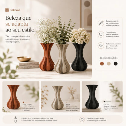 Vaso Decorativo Évora Prime 3D Minimalista Premium Dekorae