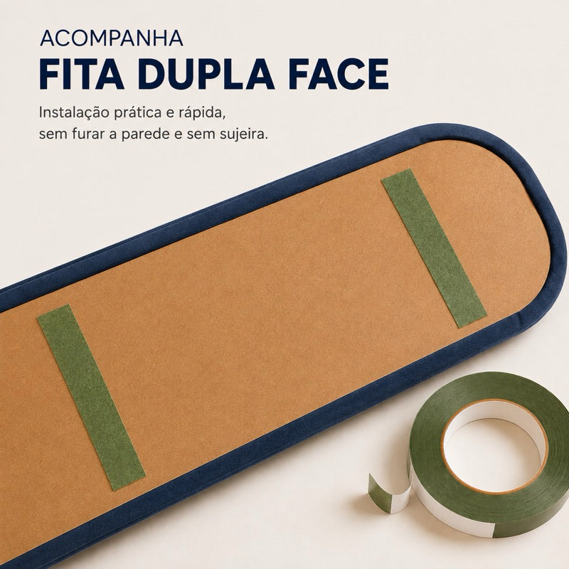 conjunto Cabeceiras Estofada Cama Box Casal Moderna Luxo Modulada Sem Furo Autocolante 40cmx19cm