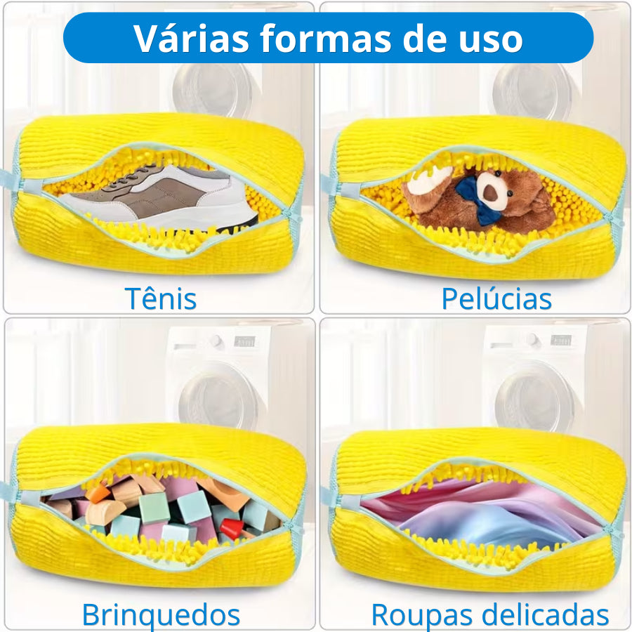 Kit 2 Sacos de Lavar Tênis Sapato Calçados na Máquina Bolsa Protetora com Zíper Reutilizável