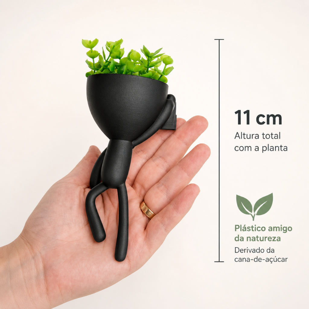 Kit 3 Mini vasos Alpinistas com flor planta artificial vasos cachepot decorativos para sala casa decorar enfeite