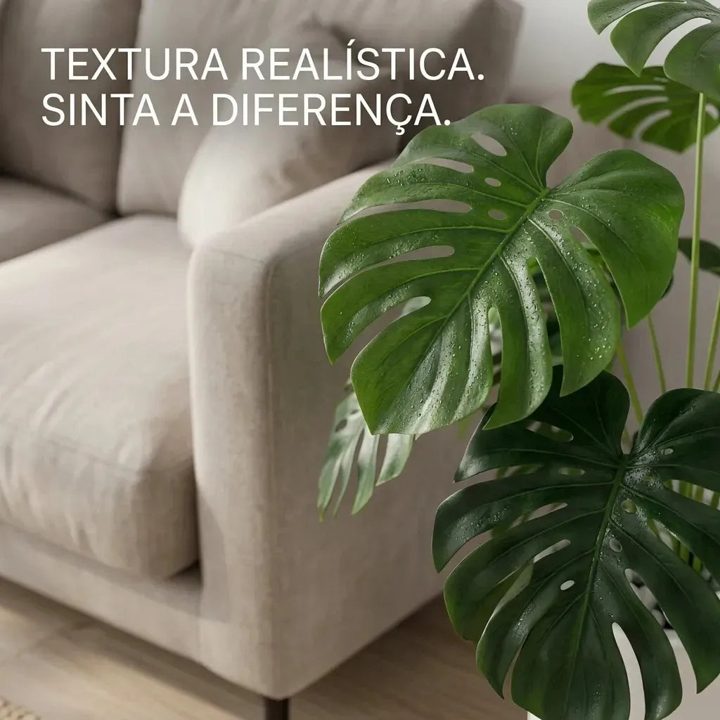 Conjunto Planta Artificial Costela de Adão 1m com Vaso e Pés de Madeira