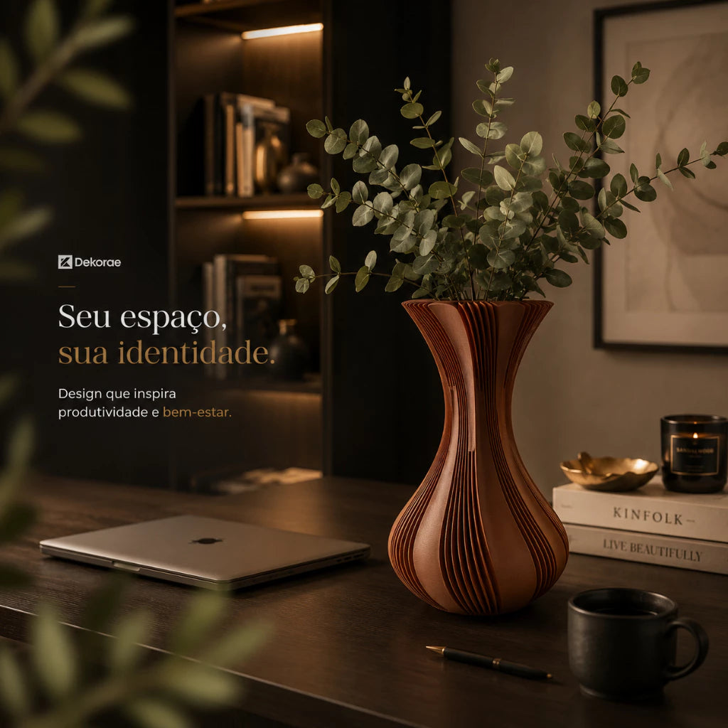 Vaso Decorativo Évora Prime 3D Minimalista Premium Dekorae