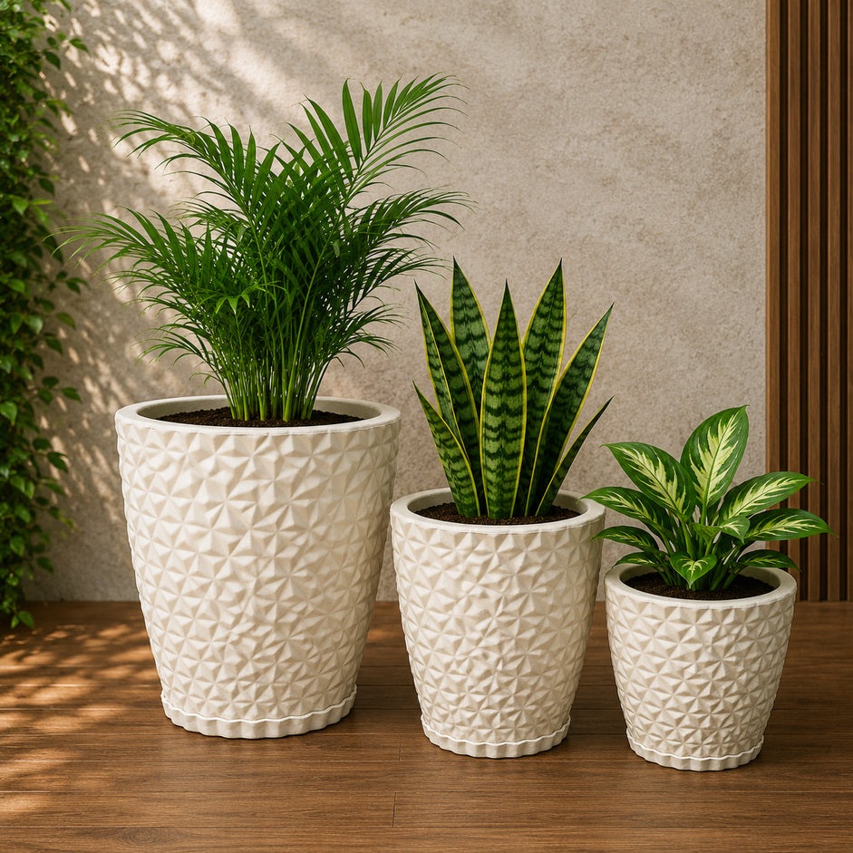 Kit 04 Vasos para Planta Flor Casa Jardim Varanda Coluna Redonda N1 N2 Bojo N1 + Bacia N1 com prato