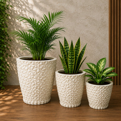 Kit 04 Vasos para Planta Flor Casa Jardim Varanda Coluna Redonda N1 N2 Bojo N1 + Bacia N1 com prato