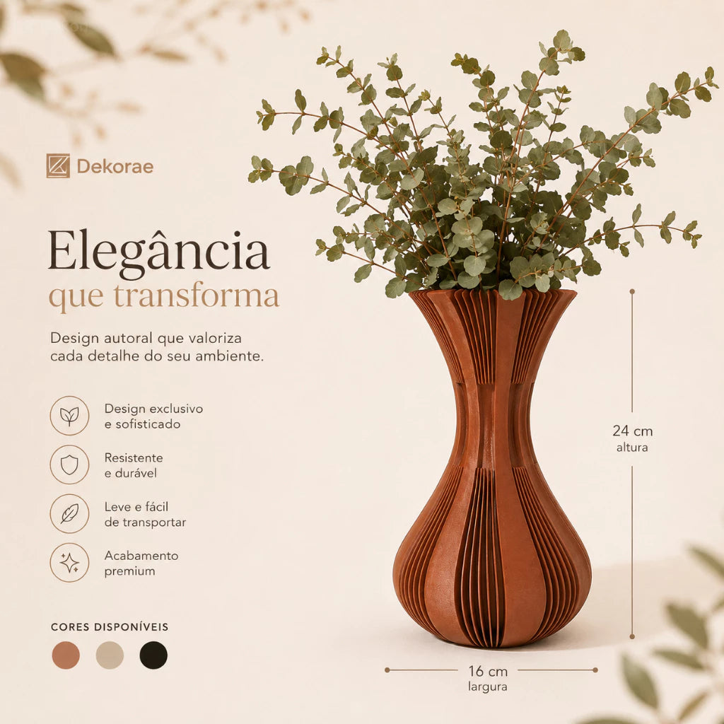 Vaso Decorativo Évora Prime 3D Minimalista Premium Dekorae