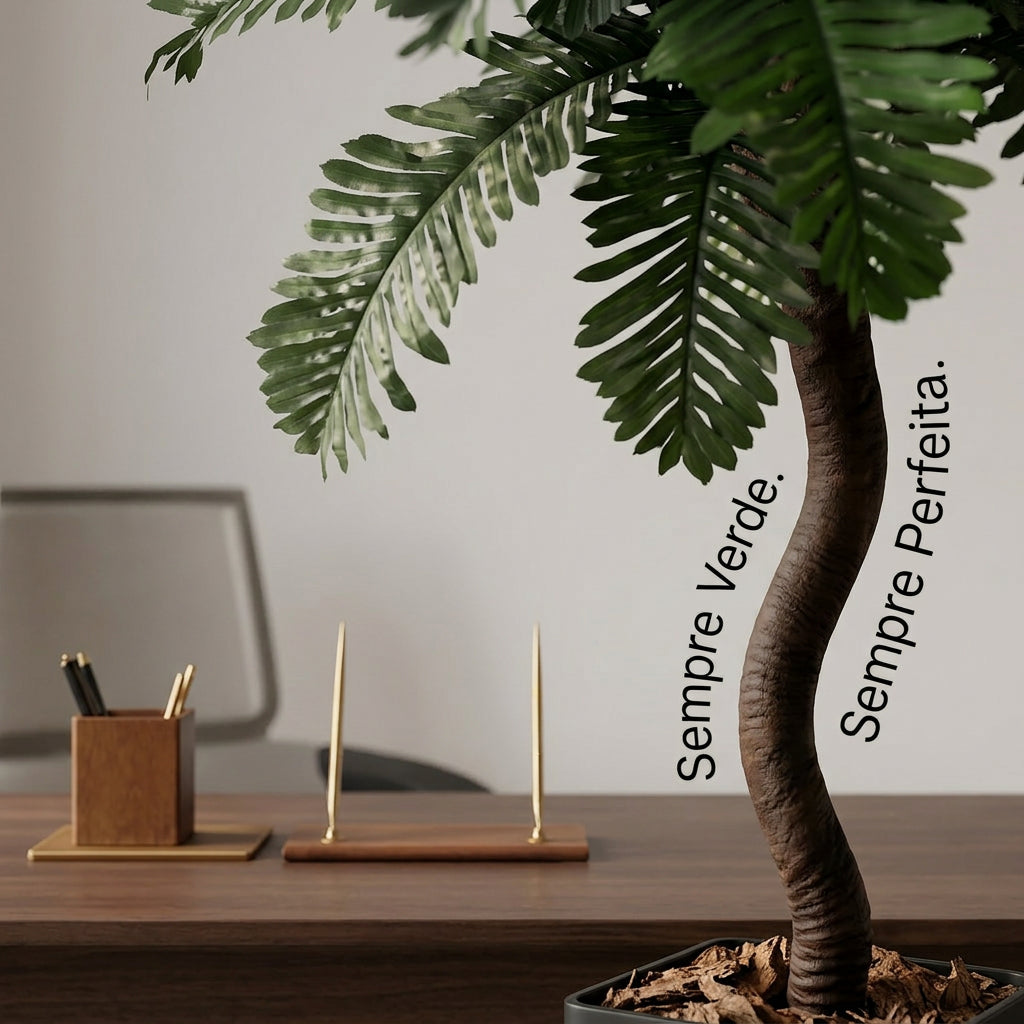 Kit 2 Plantas Artificiais com Vaso para Sala e Escritório Folhagem Realista Design Moderno