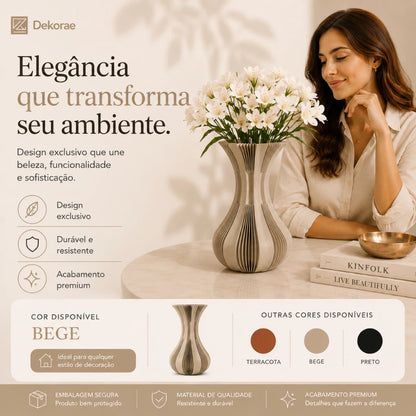Vaso Decorativo Évora Prime 3D Minimalista Premium Dekorae