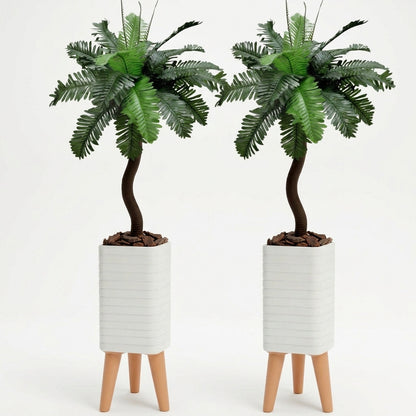 Kit 2 Plantas Artificiais com Vaso para Sala e Escritório Folhagem Realista Design Moderno